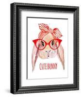 Rabbit Head in Glasses-tanycya-Framed Art Print