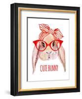 Rabbit Head in Glasses-tanycya-Framed Art Print