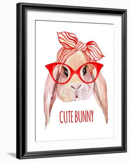 Rabbit Head in Glasses-tanycya-Framed Art Print