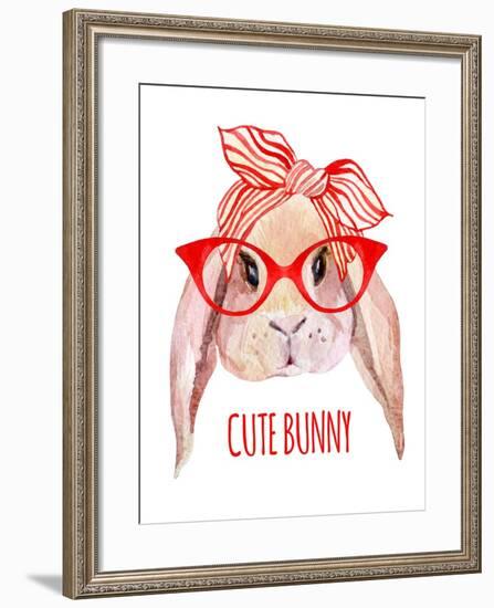 Rabbit Head in Glasses-tanycya-Framed Art Print