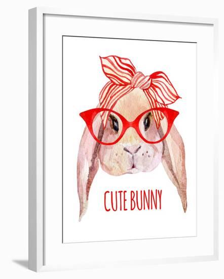 Rabbit Head in Glasses-tanycya-Framed Art Print