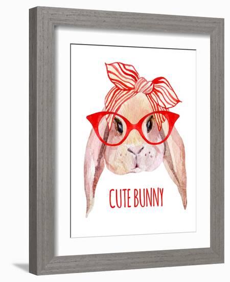 Rabbit Head in Glasses-tanycya-Framed Art Print