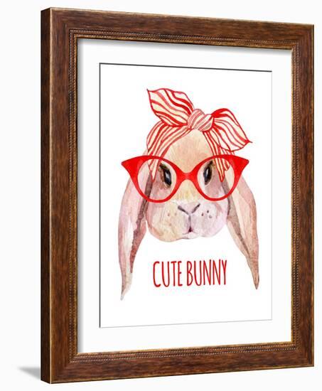 Rabbit Head in Glasses-tanycya-Framed Art Print