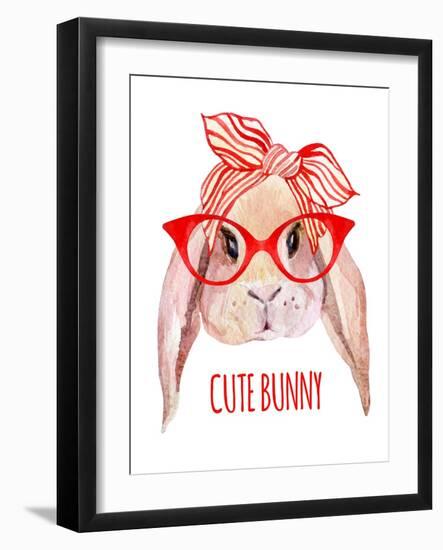 Rabbit Head in Glasses-tanycya-Framed Art Print