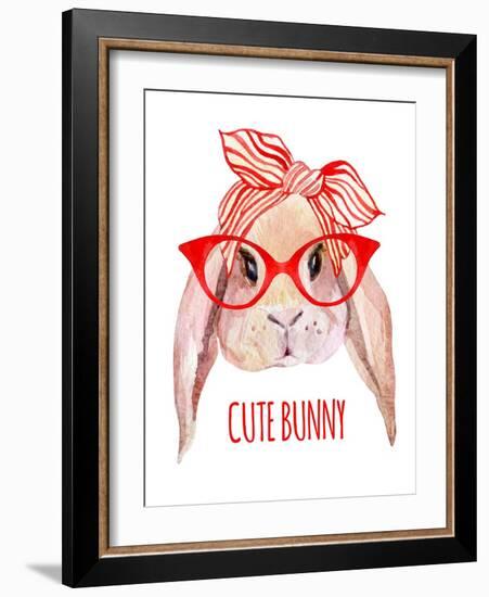 Rabbit Head in Glasses-tanycya-Framed Art Print