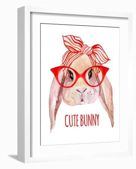 Rabbit Head in Glasses-tanycya-Framed Art Print