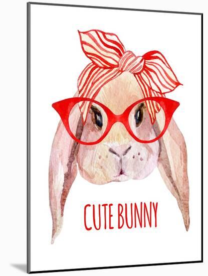 Rabbit Head in Glasses-tanycya-Mounted Art Print