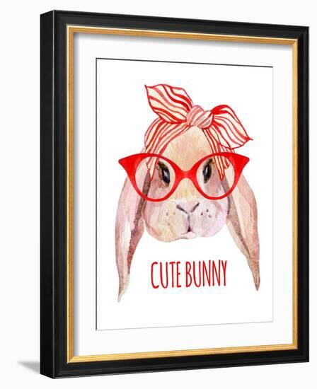 Rabbit Head in Glasses-tanycya-Framed Art Print