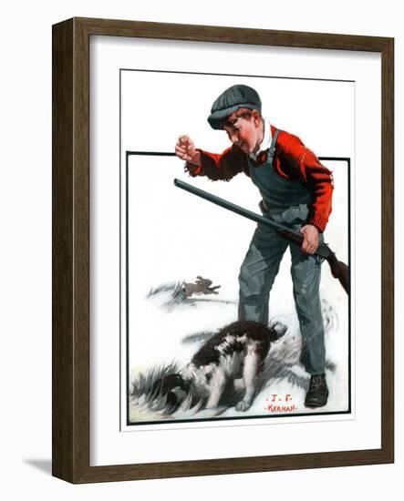 "Rabbit Hunting,"February 2, 1924-J.F. Kernan-Framed Giclee Print