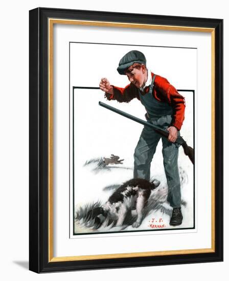 "Rabbit Hunting,"February 2, 1924-J.F. Kernan-Framed Giclee Print