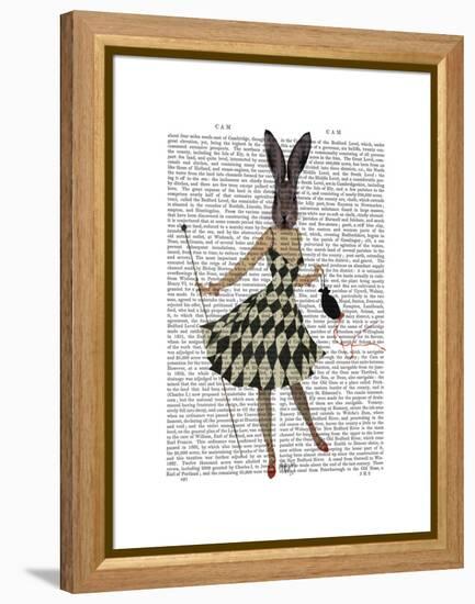 Rabbit in Black White Dress-Fab Funky-Framed Stretched Canvas