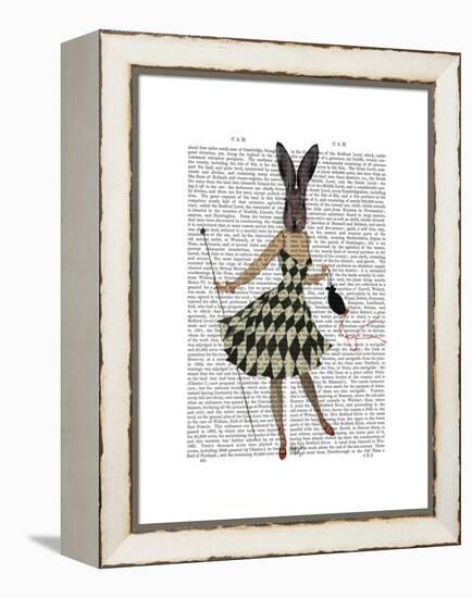 Rabbit in Black White Dress-Fab Funky-Framed Stretched Canvas