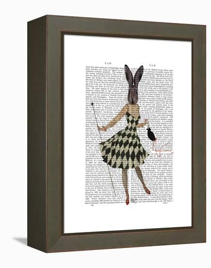 Rabbit in Black White Dress-Fab Funky-Framed Stretched Canvas