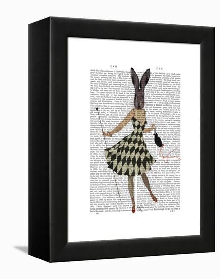 Rabbit in Black White Dress-Fab Funky-Framed Stretched Canvas