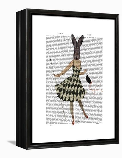 Rabbit in Black White Dress-Fab Funky-Framed Stretched Canvas