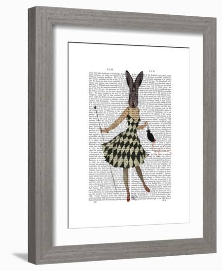 Rabbit in Black White Dress-Fab Funky-Framed Premium Giclee Print