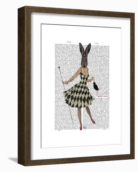 Rabbit in Black White Dress-Fab Funky-Framed Premium Giclee Print