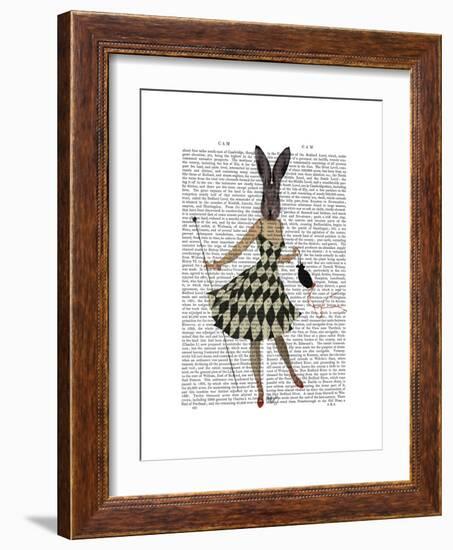 Rabbit in Black White Dress-Fab Funky-Framed Premium Giclee Print