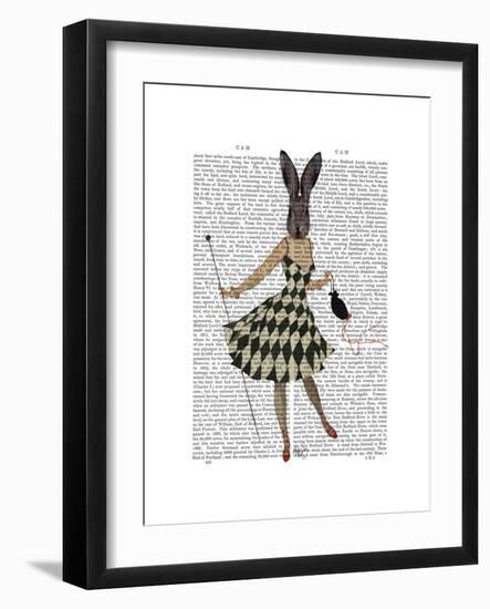 Rabbit in Black White Dress-Fab Funky-Framed Premium Giclee Print