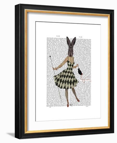 Rabbit in Black White Dress-Fab Funky-Framed Premium Giclee Print