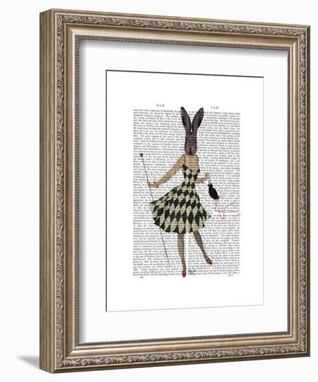 Rabbit in Black White Dress-Fab Funky-Framed Art Print