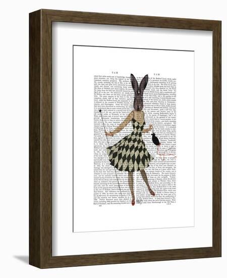 Rabbit in Black White Dress-Fab Funky-Framed Art Print