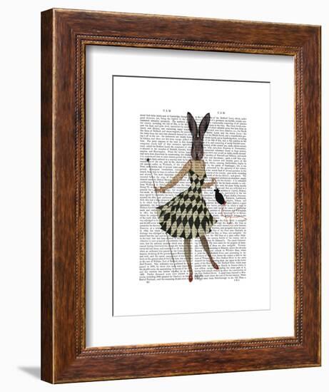 Rabbit in Black White Dress-Fab Funky-Framed Art Print