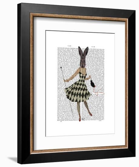 Rabbit in Black White Dress-Fab Funky-Framed Art Print