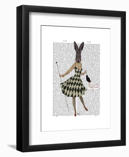 Rabbit in Black White Dress-Fab Funky-Framed Art Print