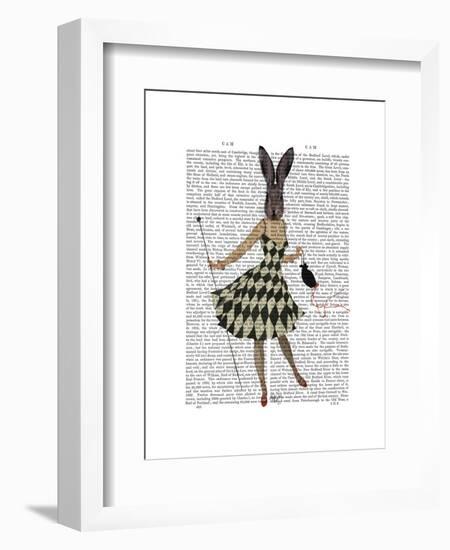 Rabbit in Black White Dress-Fab Funky-Framed Art Print