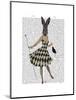 Rabbit in Black White Dress-Fab Funky-Mounted Art Print