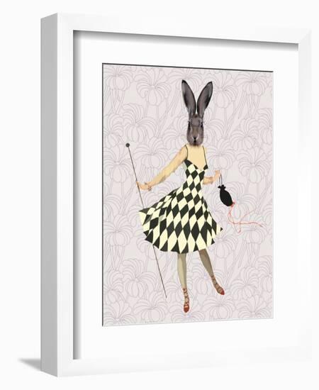 Rabbit in Black White Dress-Fab Funky-Framed Premium Giclee Print