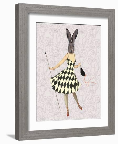 Rabbit in Black White Dress-Fab Funky-Framed Art Print