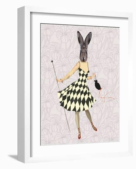 Rabbit in Black White Dress-Fab Funky-Framed Art Print