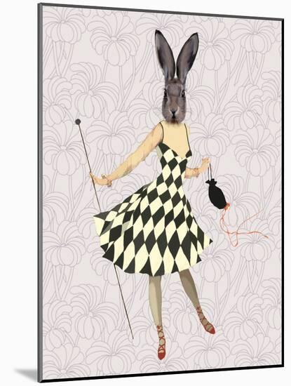 Rabbit in Black White Dress-Fab Funky-Mounted Art Print