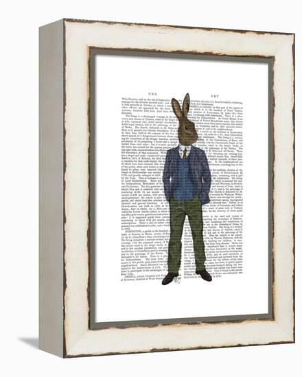 Rabbit in Blue Waistcoat-Fab Funky-Framed Stretched Canvas