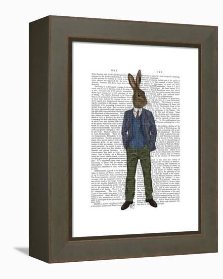 Rabbit in Blue Waistcoat-Fab Funky-Framed Stretched Canvas