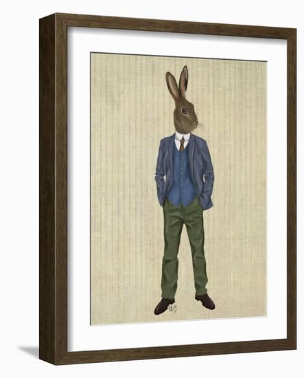 Rabbit in Blue Waistcoat-Fab Funky-Framed Art Print