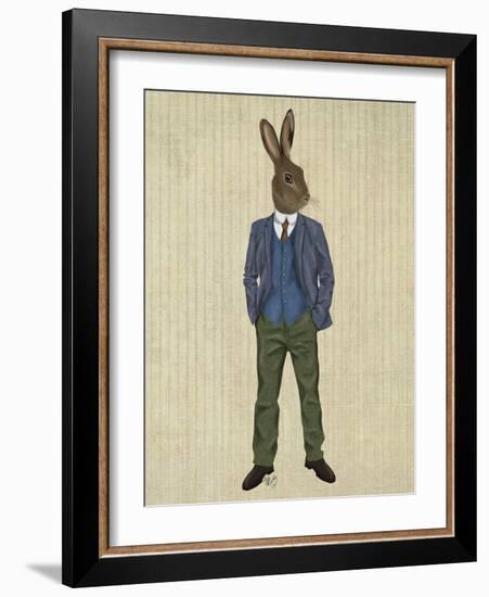 Rabbit in Blue Waistcoat-Fab Funky-Framed Art Print