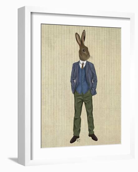 Rabbit in Blue Waistcoat-Fab Funky-Framed Art Print