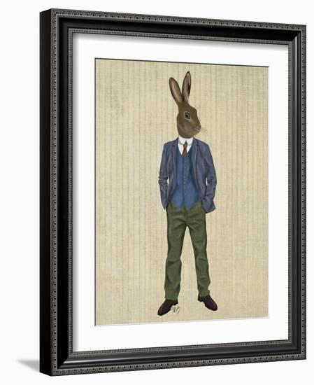 Rabbit in Blue Waistcoat-Fab Funky-Framed Art Print