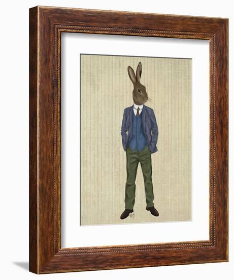 Rabbit in Blue Waistcoat-Fab Funky-Framed Art Print