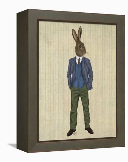 Rabbit in Blue Waistcoat-Fab Funky-Framed Stretched Canvas