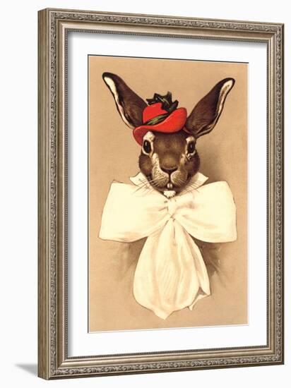 Rabbit in Bow and Hat-null-Framed Art Print