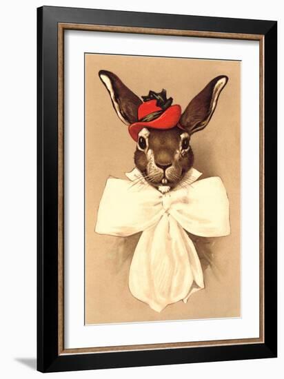 Rabbit in Bow and Hat-null-Framed Art Print