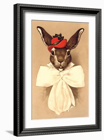 Rabbit in Bow and Hat-null-Framed Art Print