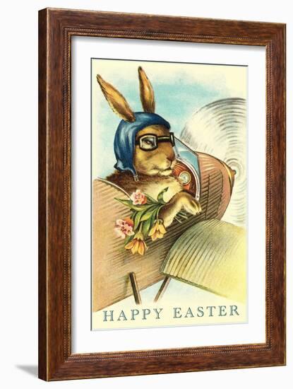 Rabbit in Goggles and Vintage Airplane-null-Framed Art Print