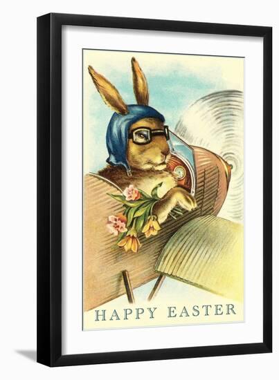 Rabbit in Goggles and Vintage Airplane-null-Framed Art Print
