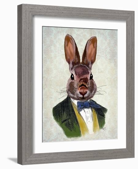 Rabbit in Green Jacket-Fab Funky-Framed Art Print