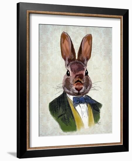 Rabbit in Green Jacket-Fab Funky-Framed Art Print